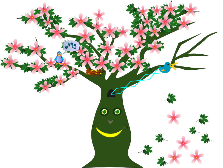 Funcy la mascotte est un arbre avec des fleurs roses et des feuilles vertes, possédant un visage souriant avec des yeux verts et une bouche jaune.Un oiseaux bleu perché sur une branche, près d'un nid vide, symbolise l'attente. Des notes de musiques symbolisent son chant. Sur l'autre branche, un coucou-ciseau s'apprête à couper une branche (symbole de branche interrompue). Des fleurs et des feuilles sont dispersées au sol, symbole de la fin d'exécution d'un bloc.